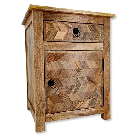 DARO DEKO Holz Nachttisch braun 45 x 60cm Beistelltisch Vintage Nachtschrank Retro Cover