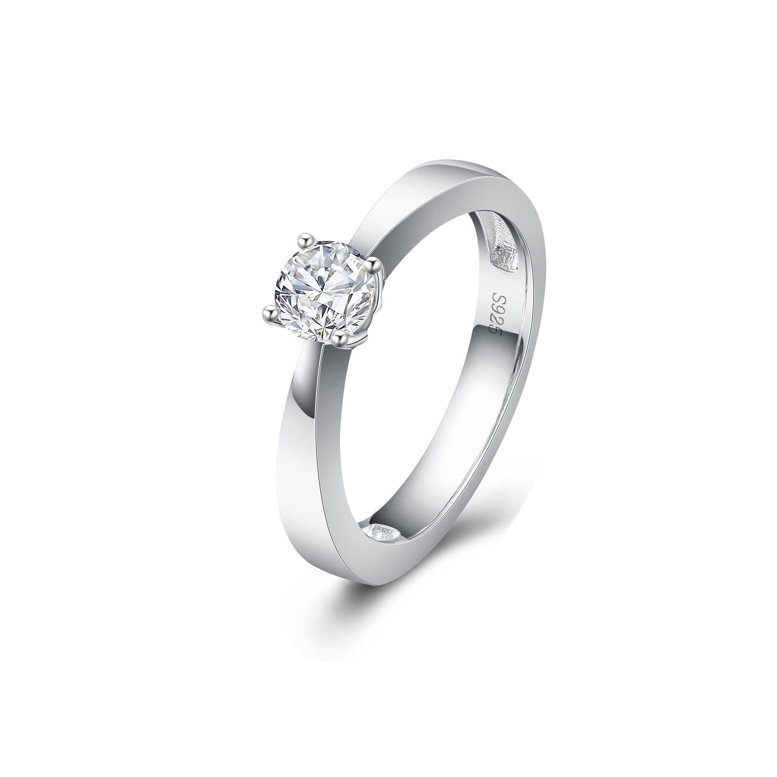 Anello di fidanzamento da donna, anello di fidanzamento da donna, in oro bianco, con moissanite quadrata