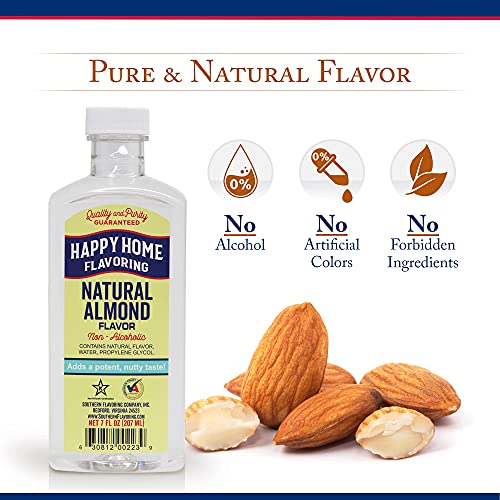 Happy Home Natural Almond Flavoring, Non-Alcoholic, Certified Kosher, 7 Oz. #TOP1
