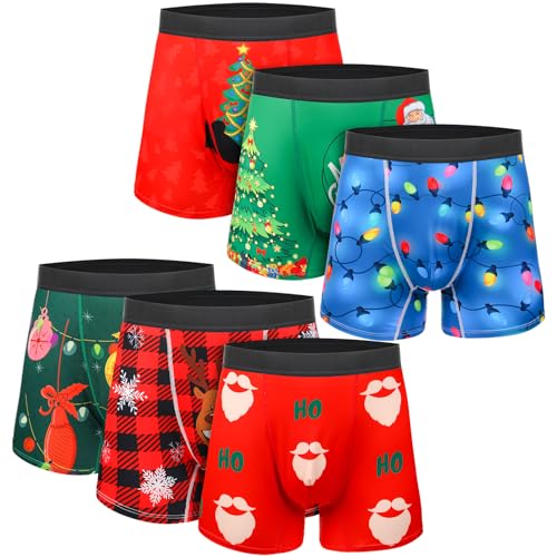 Twistover YLF-TWISTOVER-0119 6 Pcs Christmas Boxer Underwear For Men With Box Mens Christmas Boxer Briefs Soft Comfy Underwear cover