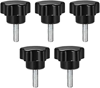 Tool parts 5 Pcs Star Knobs Grips M5 x 10mm Male Thread Steel Zinc Stud Black PP