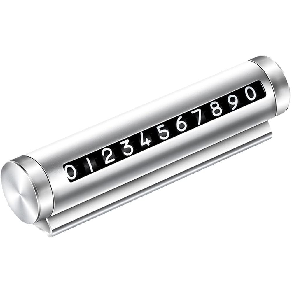 Casiler Silver Temporary Car Parking Card Number Plate Universal Rotation Automobile Stop Phone Number Card Car Stop Accessories