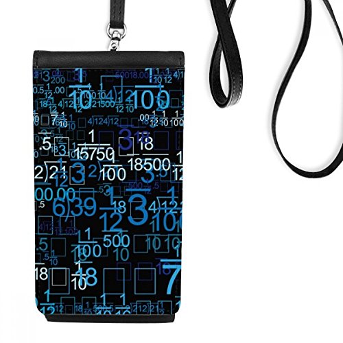 Bourse téléphone noir en cuir avec motif science bleu pour smartphone