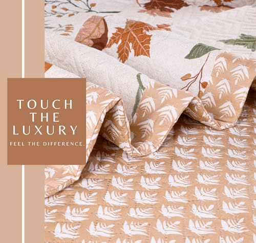 Image of VAS COLLECTIONS 100% Cotton King Bedspread Set, 280 TC Ultrasonic Quilted Coverlet, Soft & Lightweight, 90x100 in (228x254 cm), 2 Pillow Covers (Harvest Cream)