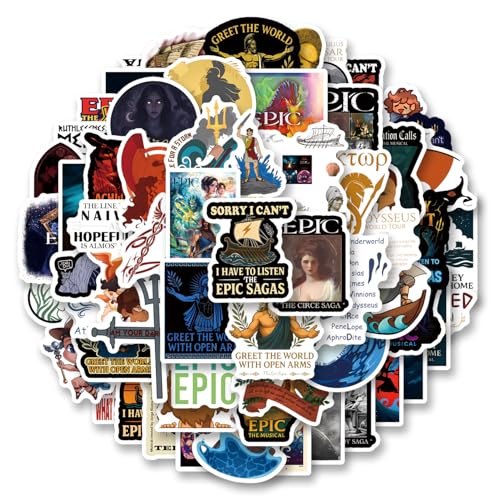 63pcs Epic The Musical Pack Aesthetic Vinyl Waterproof Sticker Decals for Water Bottle Laptop Phone Skateboard Scrapbooking Bumper for Party Supply Decor Favor