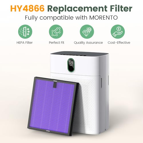 HY4866 True HEPA Replacement Filters Compatible with MORENTO HY4866, WESTHEY HY4866, YIOU M1 Air Purifier, 3-in-1 H13 Ture HEPA Air Filter, Multifunction Version, 2-Pack