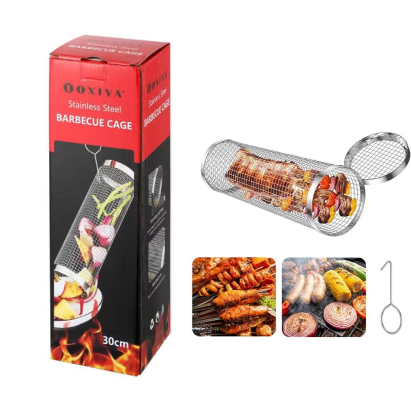 TOXIYA Stainless Steel Grill Basket, Mesh Braai Basket Rectangular