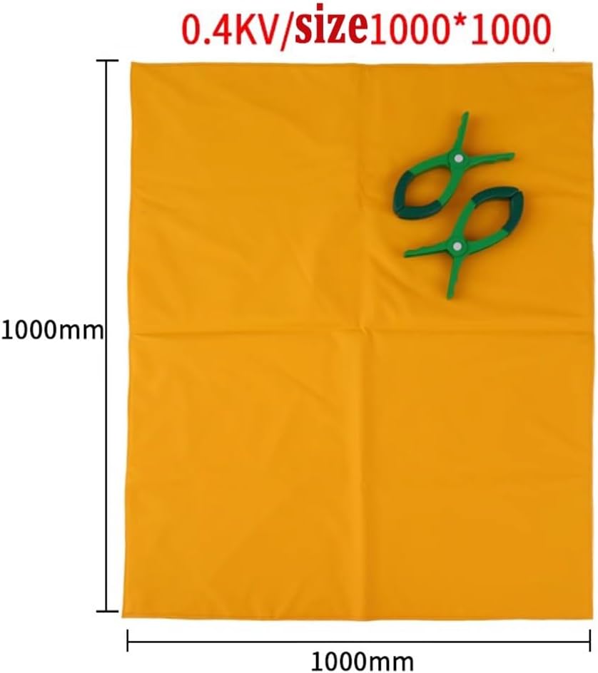 GRRICEPL Electrician Safety Work Mat, Commercial Electrical Safety Insulated Blanket, High Voltage Work Kit - 0.4/10KV, with Two Pairs of 10/14cm Opening Clips(0.4KV/1000x1000 mm)