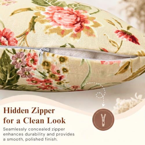 Image of Clasiko Cotton Cushion Covers 16x16 - Set of 5 Floral Heritage | Reversible | Decorative Cushion Covers, Soft Cotton, Hidden Zip, Sofa & Bedroom Decor