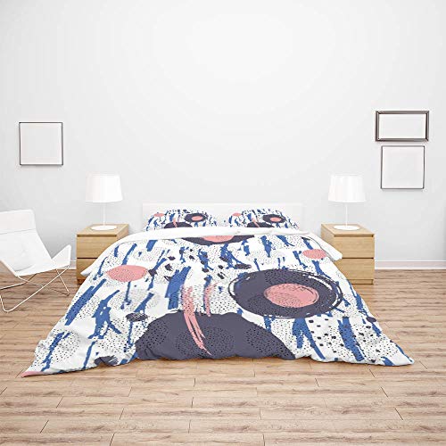 Housse de couette 100% polyester infroissable et parure de lit King douce pour un entretien facile