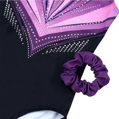 Image of MODAFANS Leotards for Girls Gymnastics with Shorts Dance unitards Tumbling Biketards with Hair Scrunchie for3-13T
