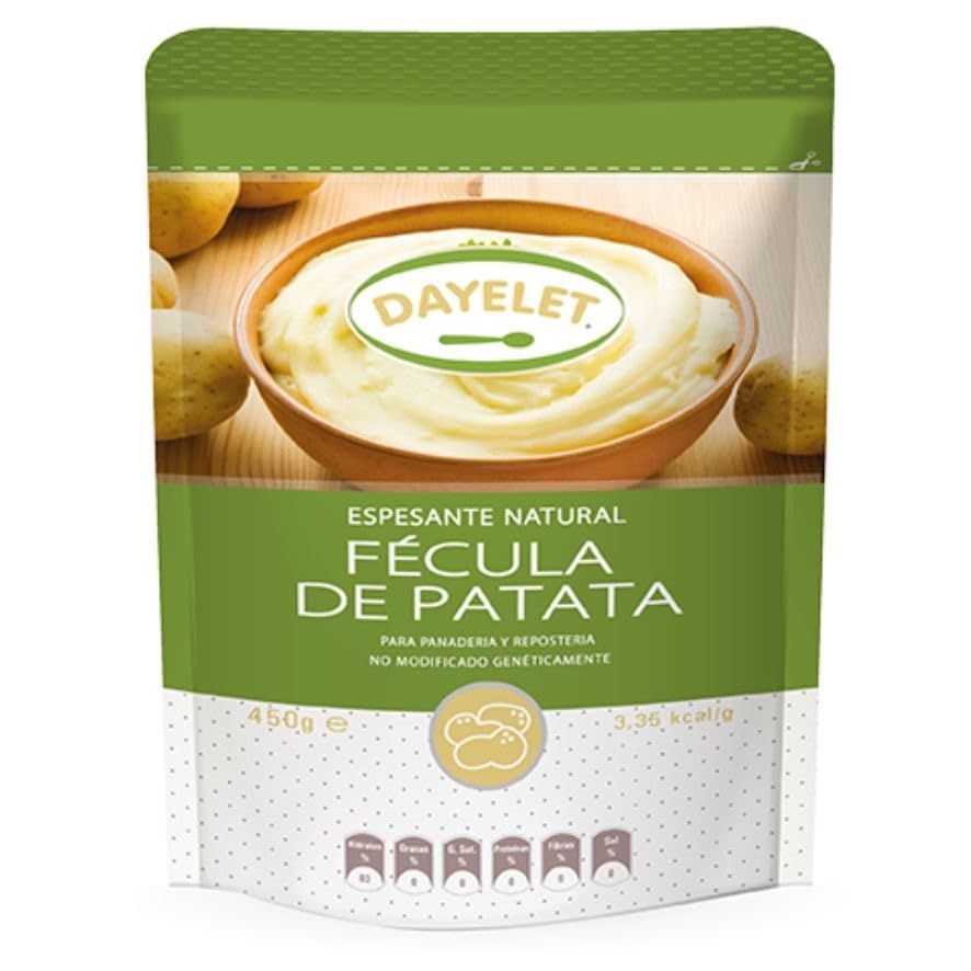 Fécula de Patata Sin Gluten Dayelet 450g | Almidón Natural Espesante | Sin Azúcar Añadida, Sin Lactosa, Sin Huevo, Sin Soja | Apta para Dietas Especiales