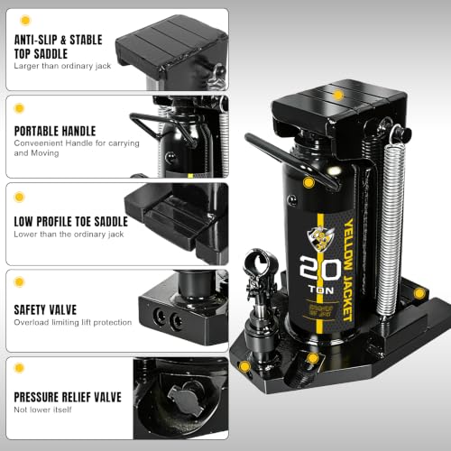 Image of YELLOW JACKET Toe Jack, 20T /10T Low Profile Hydraulic Jack, Heavy Duty Claw Jack
