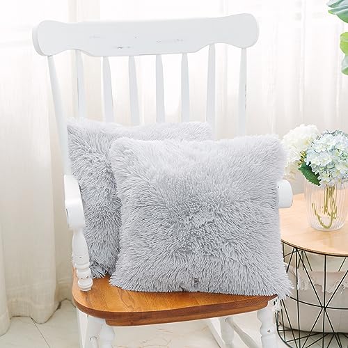 Image of Faux Fur Throw Pillow Covers for Couch Decorative Pillows 20x20 Inch