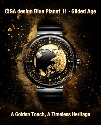 Image of CIGA Design Mechanical Automatic Watch Blue Planet U Series Stainless Steel /Titanium /Ceramics Case Sapphire Crystal Fluororubber /Ceramics Strap Watches Gifts for Men and Women