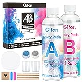 Epoxidharz mit Härter 360ml/ 12.66oz, Gifort Glasklar Epoxy Resin Gießharz Set mit Glitzer für Holz, Kunst, Handwerk, Schmuckherstellung, Flusstische, Harz für Anfänger