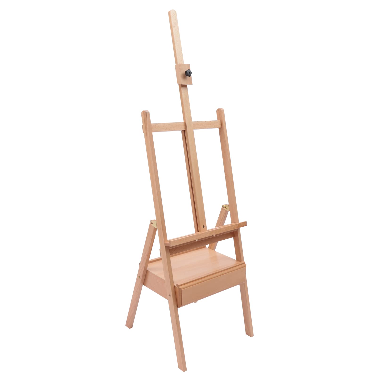 Cavalletto da atelier pieghevole in legno di faggio con cassetto, altezza regolabile 154-198 cm, adatto per pittura artistica e pubblicità all'aperto, bambini e adulti