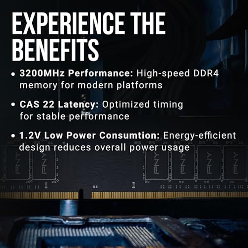 Image of PNY Performance 16GB DDR4 DRAM 3200MHz (PC4-25600) CL22 (Compatible with 2666MHz, 2400MHz or 2133MHz) 1.2V Desktop (DIMM) Computer Memory - MD16GSD43200-TB
