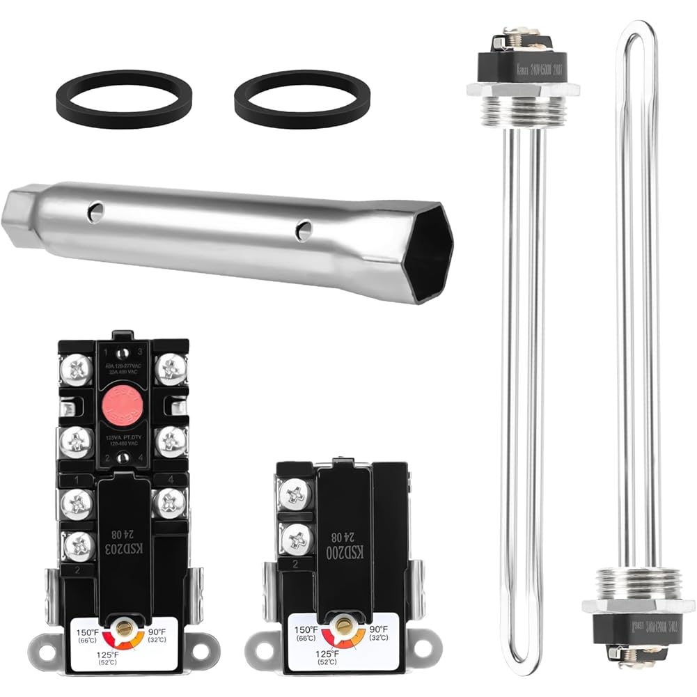 Udsknv[Ksl As Shown Electric Water Heater Replacement Parts Tune-Up Kit Wrench,Upper& Lower Heater Thermostats Included Includeselement