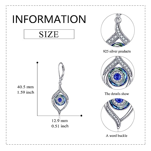 Evil Eye Earrings Sterling Silver Blue/Purple/Black Eye Dangle Drop Earrings with Blue Crystal Luck Amulet Protection Evil Eye Jewelry Gift for Women Teens Girls3