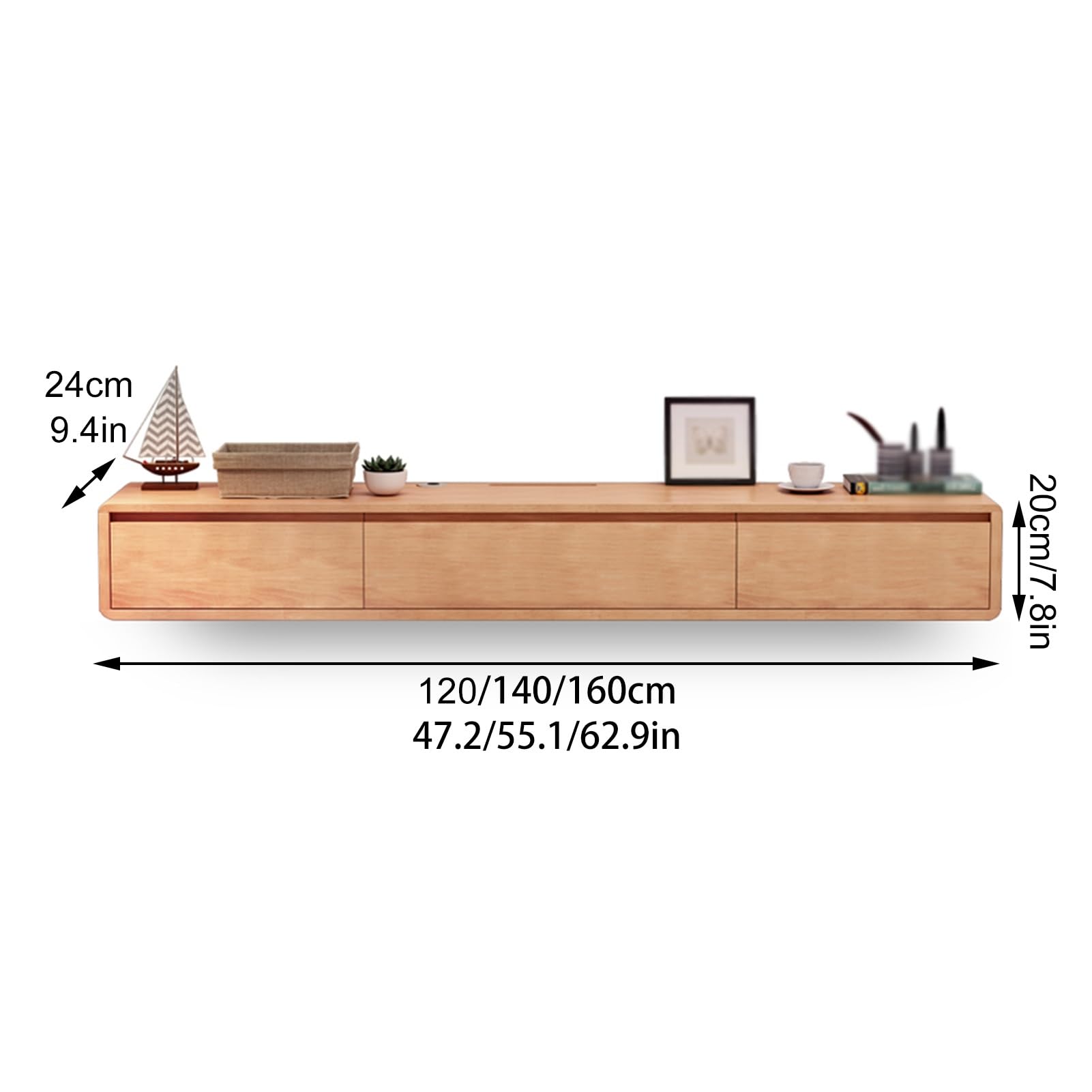 Soporte De TV De Pared con 2 Cajones, Centro De Entretenimiento Flotante, Estante De Almacenamiento para Dormitorio O Sala De Estar, Blanco, 120 Cm.