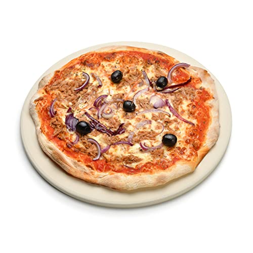 TAINO Pizzastein Pizzaplatte Grillplatte ø30 cm Brotbackstein rund - Flammkuchen Brot Teig - für Backöfen Holzkohle- und Gasgrills