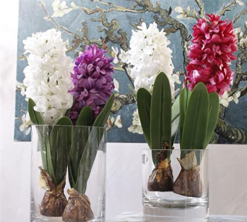 PUYYDS 1 PC Fleur Artificielle Jacinthe avec Ampoule Maison Jardin Mariage Table Bricolage Simulation Feuille Fleurs décoratives Accessoire Plante