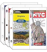 Folded Map Sleeves, Map Protector, Envelopes Page for 3-Ring Binders, Brochure Holder with 4.5" x...