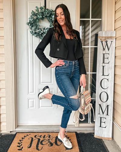 luvamia Cropped Blazers for Women Business Casual Open Front Long Sleeve Suit Jacket Trendy Oversized Work Office Blazer4