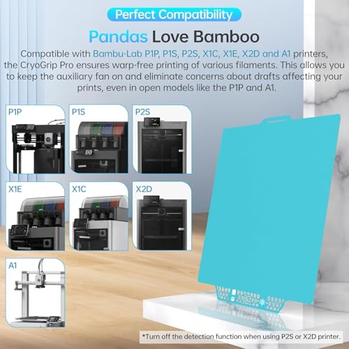 BIQU CryoGrip Pro Glacier-Original Panda Build Plate for Bambu-Lab P2S P1S P1P X2D X1C X1E A1 3D Printers, Double-Sided Fine Textured Spring Steel Sheet, Firm Adhesion, 257x257mm, 1 Piece