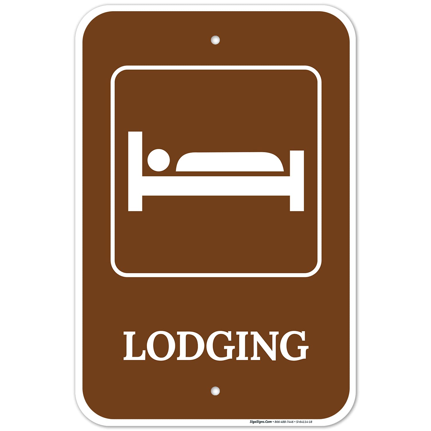 Lodging with Graphic Sign, 12x18 Inches, Rust Free .063 Aluminum, Fade Resistant, Made in USA
