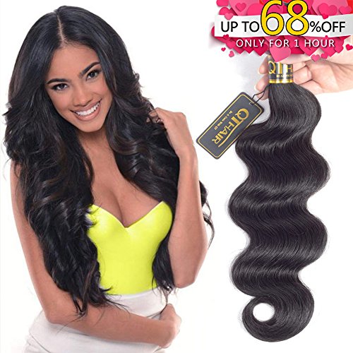QTHAIR 10A Brazilian Body Wave 4"x4" Lace Closure Slightly Bleached Knots 10inch Brazilian Virgin Hair Body Wave Closure(Free Part,Natural Black)