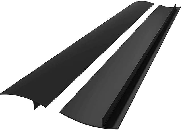 25''/63cm Kitchen Silicone Stove Counter Gap Cover, Easy Clean Heat Resistant Wide & Long Gap Filler, Seals Spills Between Counter, Stovetop, Oven, Washer & Dryer, 2 Pack (Black)