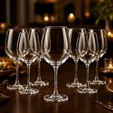 Taça de Vinho em Cristal 370ml Kit 6 Unidades Fina Elegante Tipo Bohemia Alta Transparência Premium para Vinho Tinto e Branco