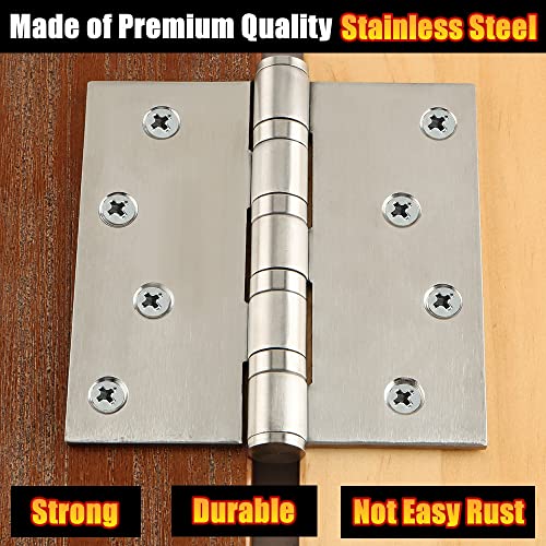 Alise Door Hinges,Quiet And Smooth Bearing Hinge For Doors,4X4 Inch Square Corner Gate Hinges,Heavy Duty Stainless Steel Hinge Door Hardware Replacement Parts,Brushed Nickel(Pack Of 2) #TOP1