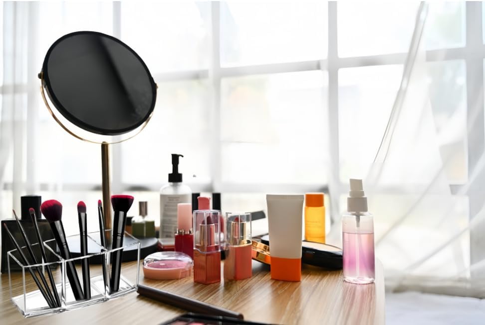 Miniatura 8 de Organizador de herramientas cosméticas acrílicas, caja de almacenamiento de maquillaje cosmético transparente de 3 compartimentos, soporte de