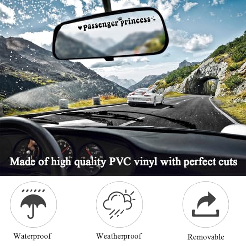 Image of Yourkar Passenger Princess Sticker, Cute Stickers for Car Window Rearview Mirror, Girls Automotive Window Rearview Mirror Decoration Stickers, Universal Car Accessories (Black, Long)
