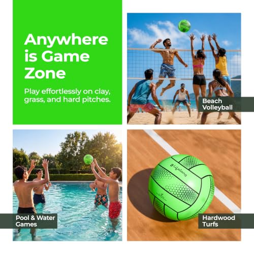 Image of Lifelong Volleyball for Kids, Teens & Adults | Lightweight PVC | Soft Touch Training Ball | Indoor & Outdoor Play | Beach, Pool & Recreational Play | Green | 8.6 inches