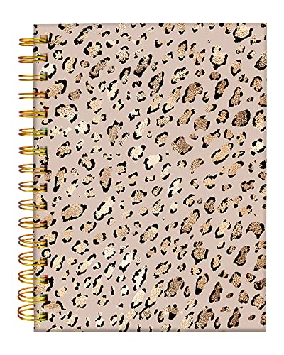 Iampanda Spiral Journal Notebook,Strong Twin-Wire Binding With Premium Paper For Girl Women,Cool Animal Skin 60 Sheets A5 College Ruled Notebook/Journal,Perfect For School Office Home Gifts,Leopard Print Gold Shining Spots #TOP12