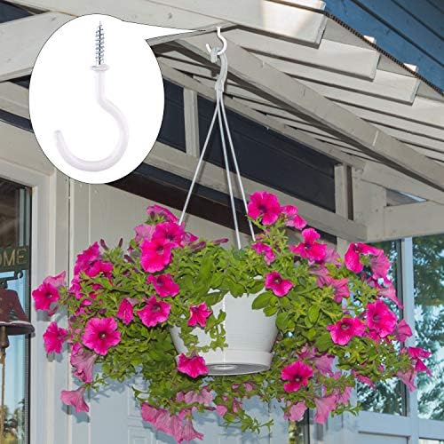 ASTARON 25Pcs 2 Inches Large Ceiling Hooks Vinyl Coated Wall Hanging Hooks Screw-in Cup Hook for Bathroom Kitchen Garden, White