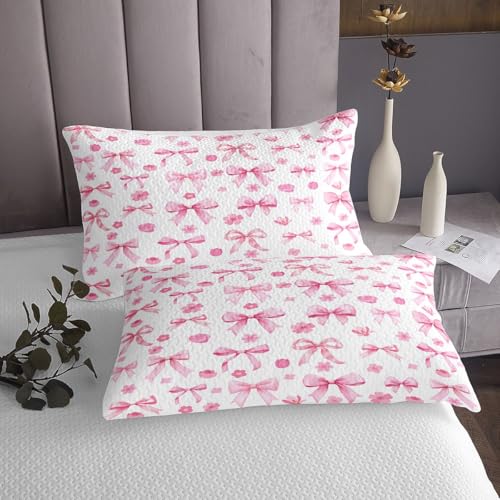 Ropa de cama acolchada kawaii Homewish colcha con pajarita rosa para decoración de habitación 4