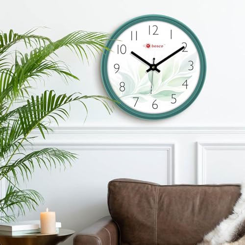 Image of Bosco Analog Non Ticking Silent, Teal Decorative 30 CM, Round Wall Clock, for Home, Living Room, Bedroom, Office and Kitchen