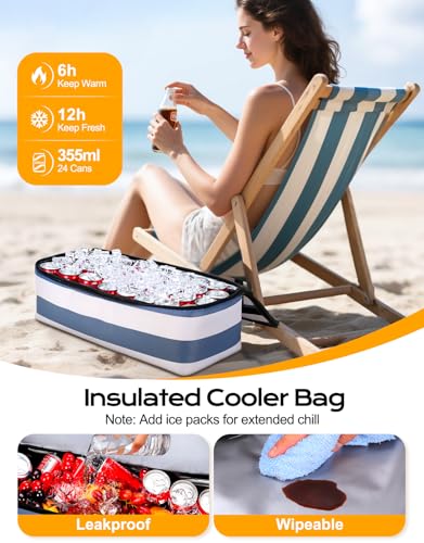 Bundle of Beach Bag with Detachable Cooler & Portable Travel Safe Lock Box for Beach/Travel/Hotel/Dorm3
