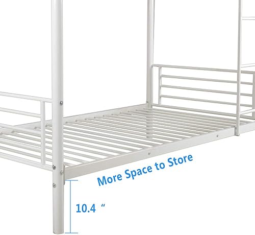 Miniatura 4 de Karl home Litera individual sobre individual, litera de metal con escalera integrada y barandilla de seguridad, literas individuales que ahorran