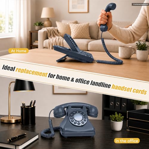 Image of Comtrue Phone Cords for Landline, 2-Pack, Telephone Handset Cords | Dark Gray, Universally Compatible, Tangle-Resistant, Noise-free, Go-to Length, Ideal for office & home