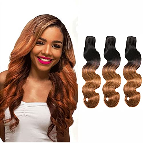 Ombre Human Hair Bundles Brazilian 3 Bundles Body Wave Ombre 1b/30 Hair Virgin Human Hair Remy Hair Weft Unprocessed Ombre Human Hair Extensions 18 20 22 Inch