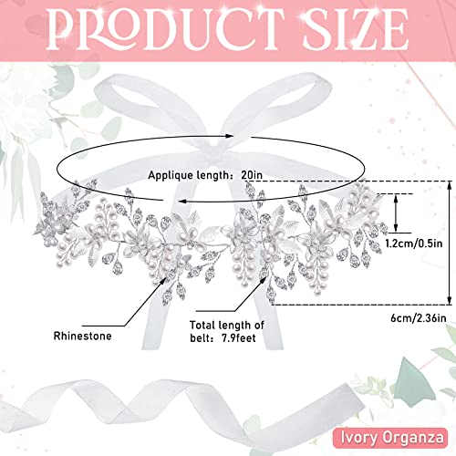 Geyoga Bridal Wedding Dress Belt Rhinestone Pearl Wedding Sash for Bride Dress Gowns Crystal Belt with White Organza2