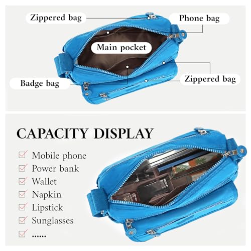 Crossbody Bags for Women, 4 Pockets Small Crossbody Purse, Water-resistant Lightweight Mini Shoulder Handbag4