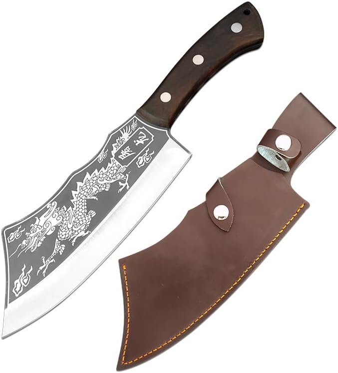 Meat Cleaver,Cleaver Knife 8.2 Inch Butcher Knife Carbon Steel Kitchen Chopping Slicing Professional Chef Meat Cleaver Handmade Cooking Cutter(Knife), LAMAJIGA5844