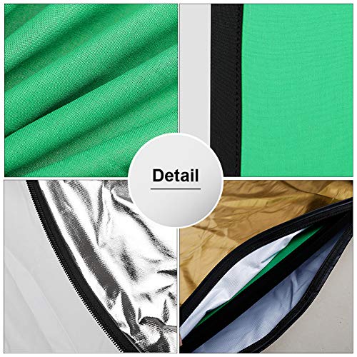 Konseen Faltbarer Pop-Up-Hintergrund mit Reflektor-Panel, 4-in-1, 100 % Baumwoll-Musselin, wendbar, für Fotostudio… – Bild 6